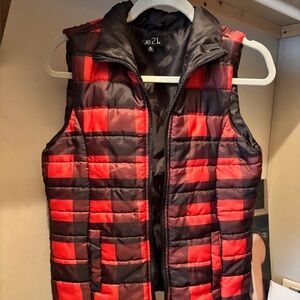 Rue21 Bold Red and Black Checkered Vest